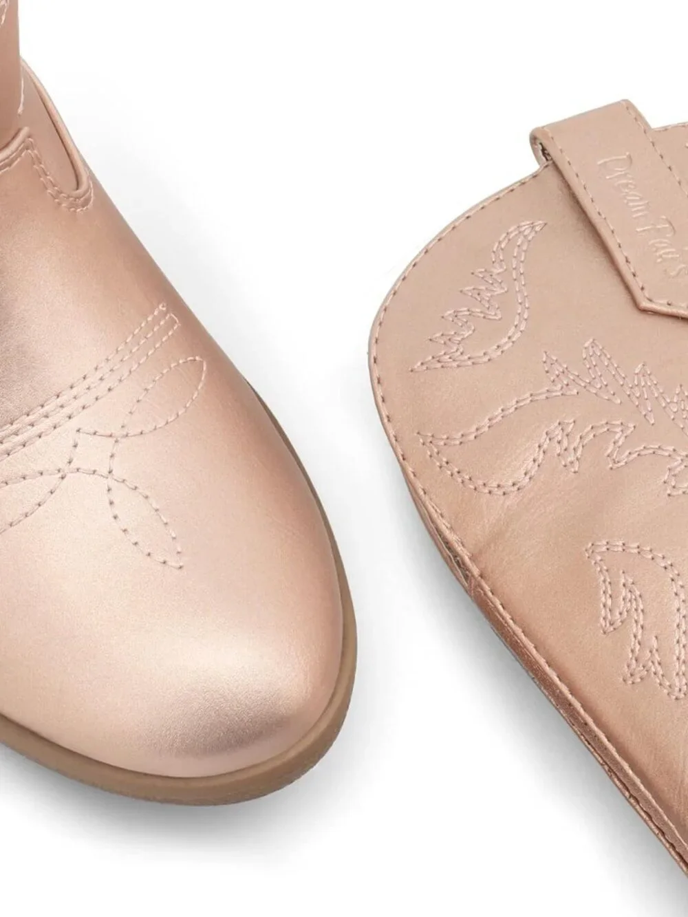 Dream Pairs Girls Rose Gold  Embroidered Cowgirl Stylish Girls Mid Calf Shoes